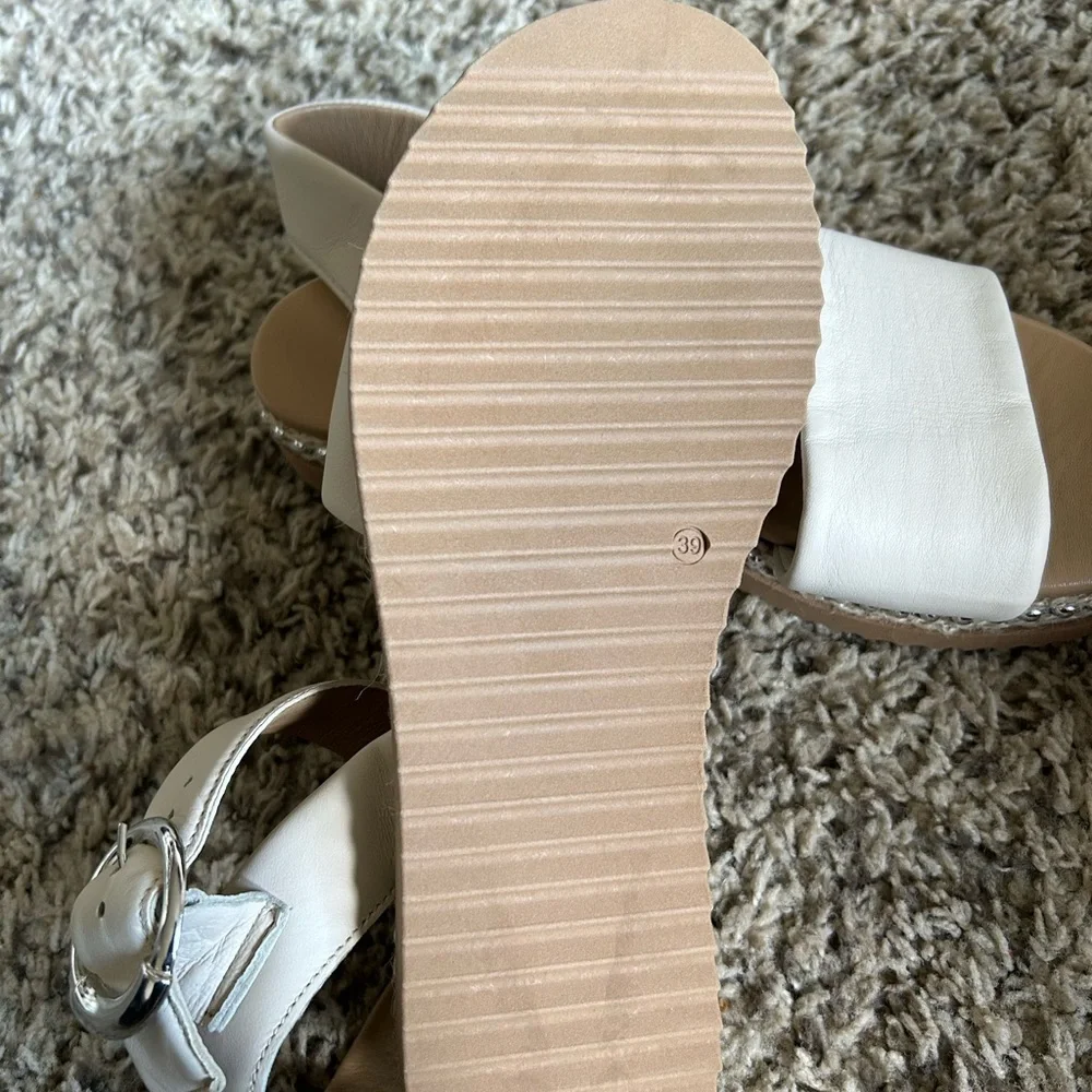 Sole Bliss  White Ankle-Strap Sandals with Buckle